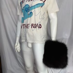 BERGDORF GOODMAN black Siberian FOX FUR muff